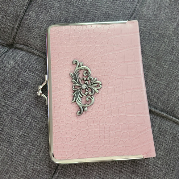 Vtg Pink Croc-Embossed Clutch Photo‎ Album 16 Spots - Picture 8 of 16